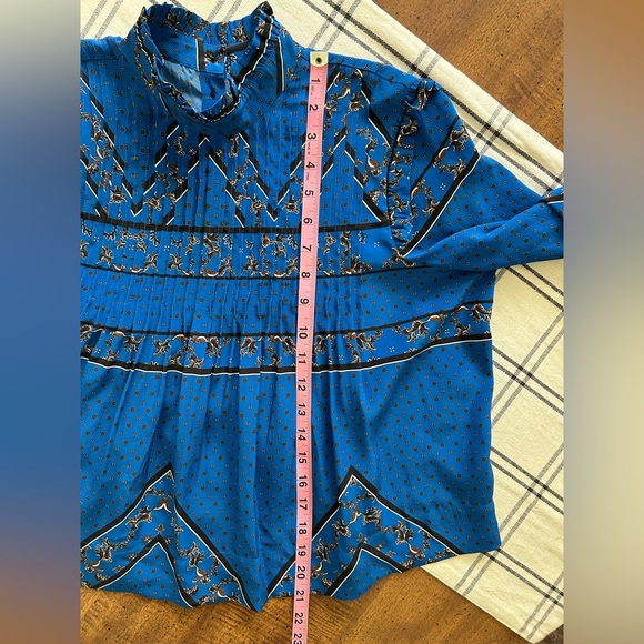 Ganni Cloverdale 100% Silk Women’s Blouse Blue and Black EU 36 US Size 4 - Picture 9 of 15